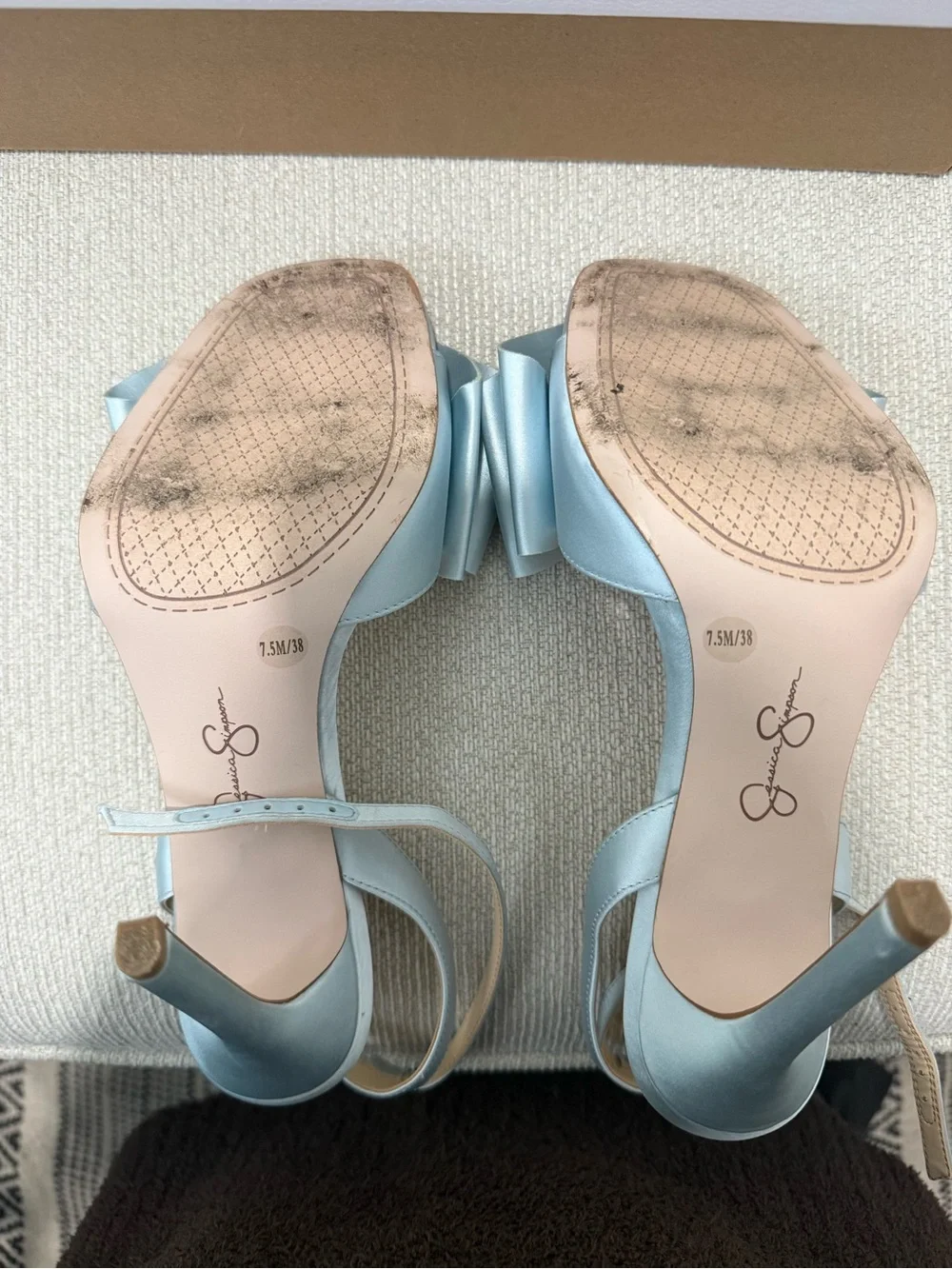 Jessica Simpson Light Blue Satin Bow Heels - Picture 6 of 6